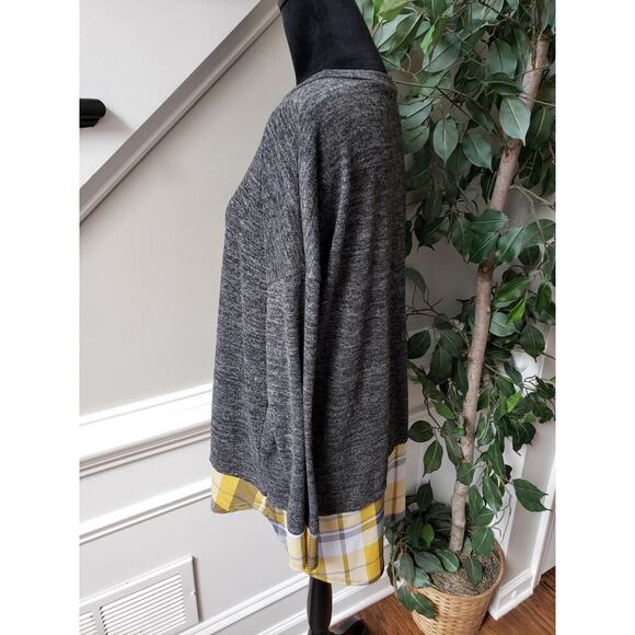 Egy Twofer Sweater Women's Medium Gray Trim Tatran Drop Shoulder Pullover - Picture 10 of 11